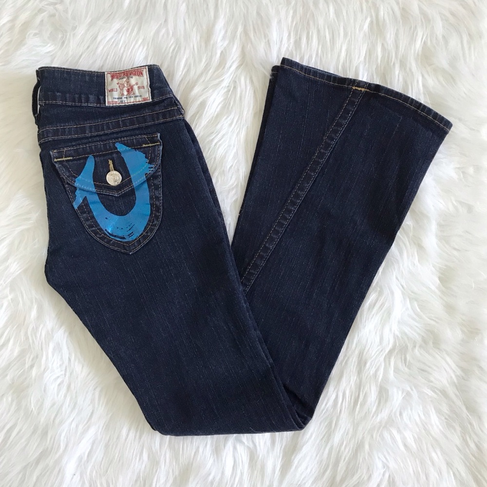 True religion jeans Joey blue foil pockets size 28